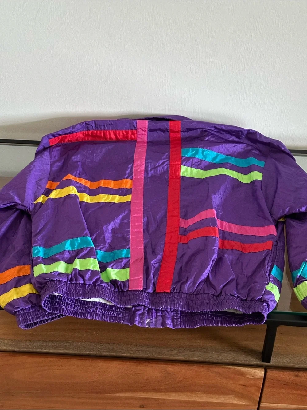 Vintage Kids Lavon Rainbow Windbreaker Jacket Size 14 Purple 80s 90s Colorblock